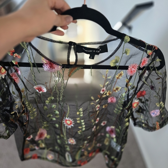 Sheer Floral Embroidered Top - Picture 6 of 10